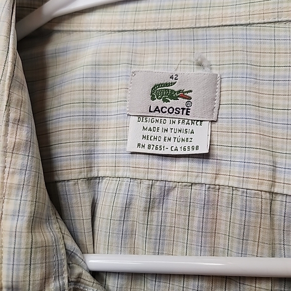 Lacoste Size 42 Dress Shirt Blue, White, Green - Picture 7 of 8